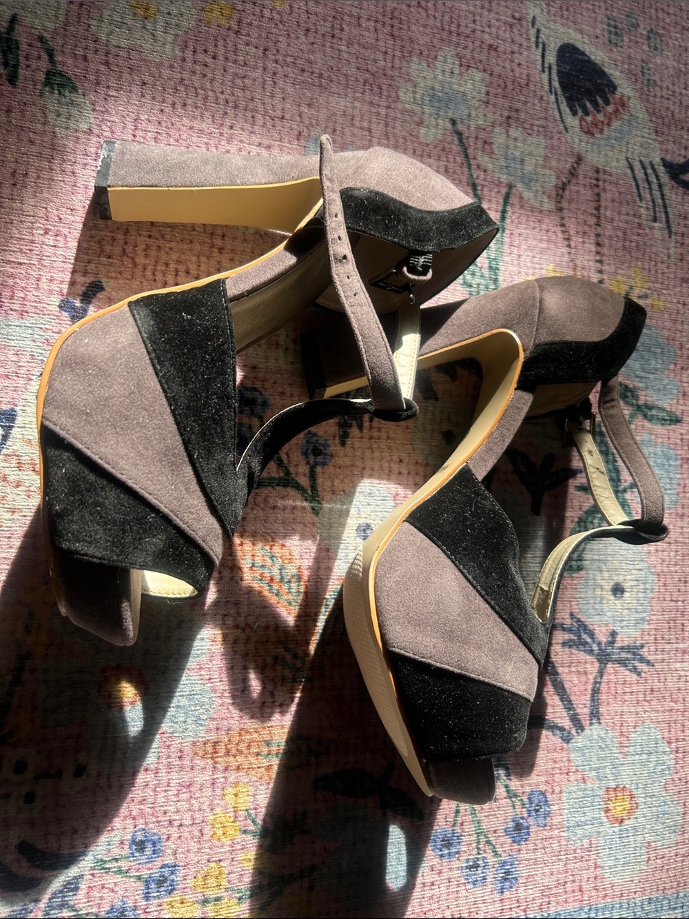 ModCloth Mixx Women’s Two-Tone Suede Platform Heels - Black & Purple